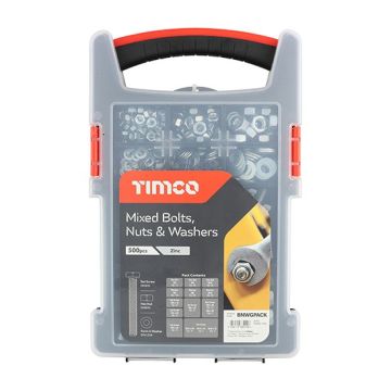 Timco BNWGPACK Mixed Pack Of Nuts, Bolts & Washers in Reusable Case (500 Piece) - 1