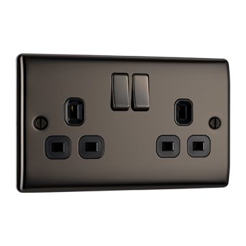 BG Electrical NBN22B-01 Black Nickel 13A Switched Double Pole Double Socket