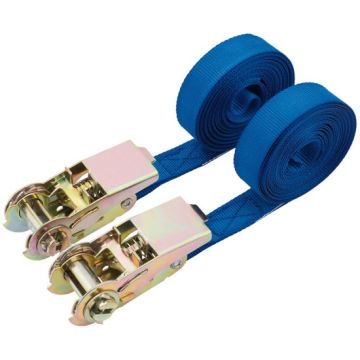 Draper RTDSB2/B Ratcheting Tie Down Straps 2 Piece - 4.5 Metres x 25mm