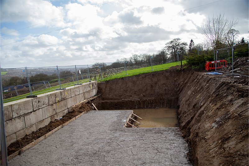 Swimming pool being built